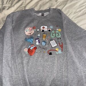 Gray Sweatshirt with Medical Print